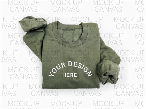 Military Green Gildan Mock Up Folded Flatlay Military Etsy