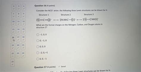 Solved Consider the NCO anion. the following three Lewis | Chegg.com