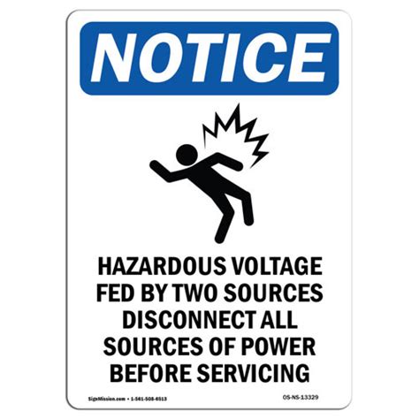 Signmission Osha Notice Hazardous Voltage Sign With Symbol Heavy Duty Sign Or Label