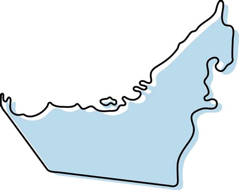 Stylized Simple Outline Map Of United Arab Emirates Icon Blue Sketch Map Of United Arab