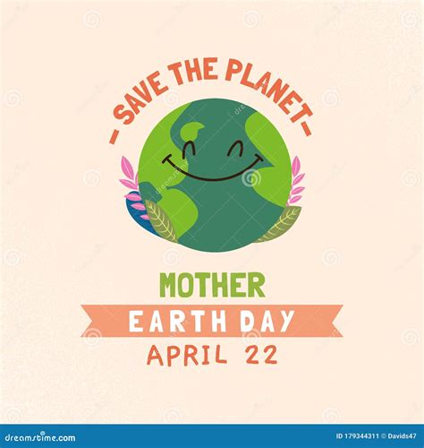 Happy Mother Earth Day Card Stock Vector Illustration Of Leaf