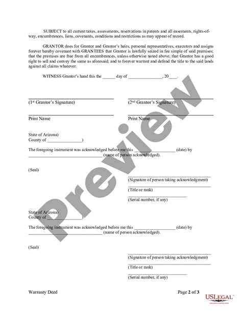 Arizona Warranty Deed From Two Individuals To Two Individuals As