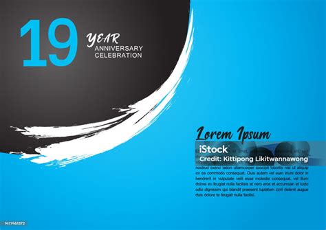Logo Perayaan Ulang Tahun 19 Tahun Ketik Latar Belakang Biru Untuk