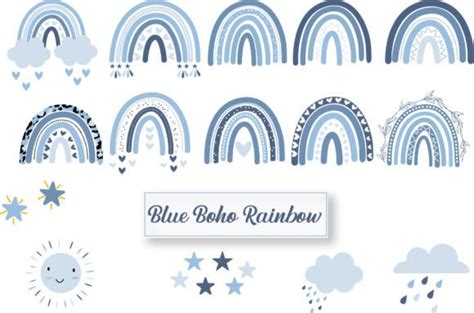 Blue BOHO Rainbow Bundle Graphic by jerin505 · Creative Fabrica