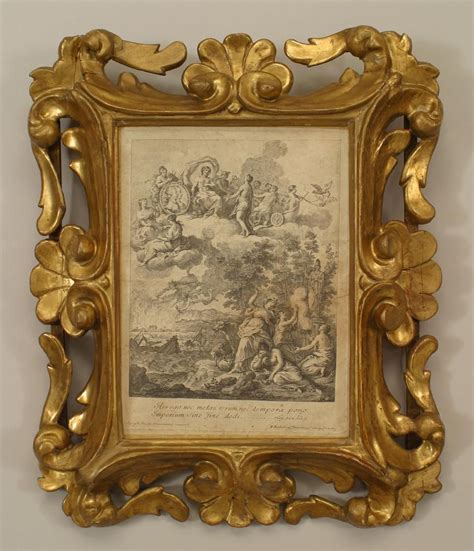 Italian Renaissance Style Carved Gilt Framed Print Of Mythological