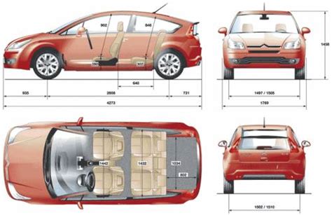 Car Blueprints Citroen C4 Blueprints Vector Drawings Clipart And Pdf Templates