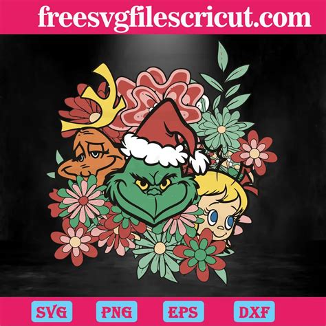 Floral Grinch Max Cindy Lou Who Scalable Vector Graphics Free Svg