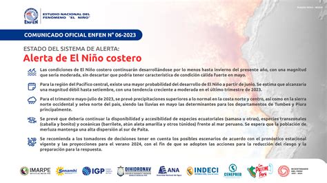 Comunicado Oficial ENFEN N 06 2023 Estado Del Sistema De Alerta