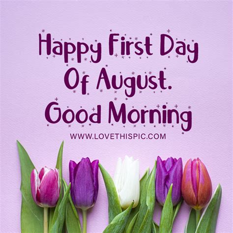 Purple And White Tulips Happy First Day Of August Good Morning