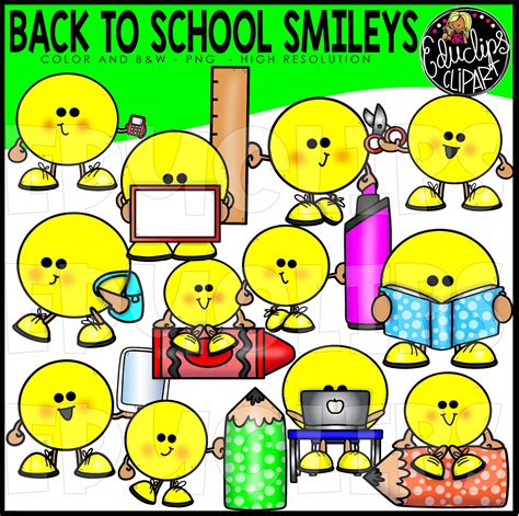 Back To School First Grade Clip Art Bundle Color And Bandw Edu Clips