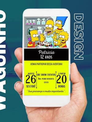 Convite Digital De Aniversario Simpsons Elo7