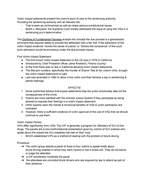 Chapter 16 Victimology Victim Impact Statments Victim Impact