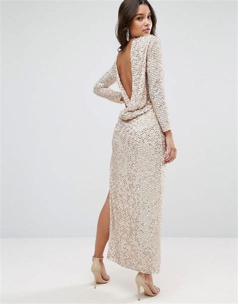 Asos Design All Over Sequin Cowl Back Maxi Dress Trendy Party Dresses