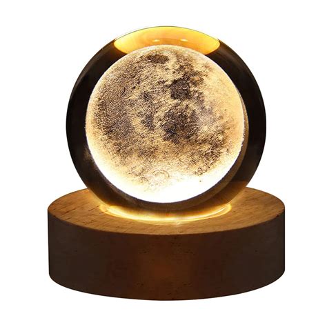 3D Crystal Ball Night Light Para Decora O De Casa Lua Gal Xia Sistema