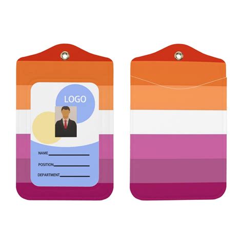 Lesbian Pride Flag Id Card Badge Leather Holder Case Protector For Key