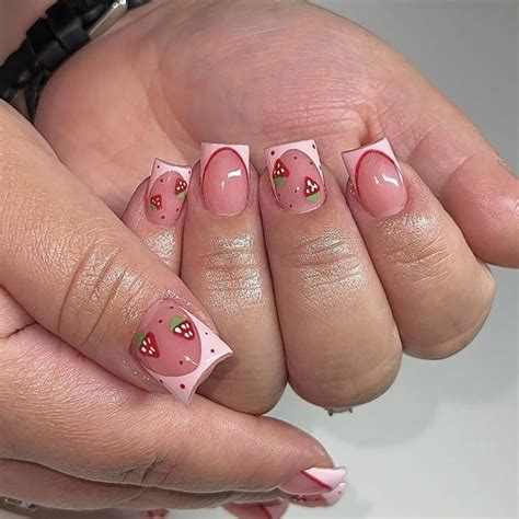 French Tip Fake Nails Valentine S Day Press On Nails Short Square Glue