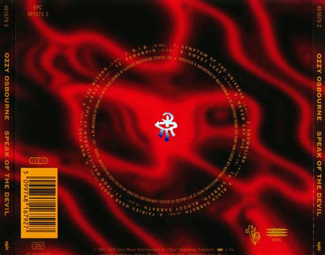 Car Tula Trasera De Ozzy Osbourne Speak Of The Devil 1995 Portada