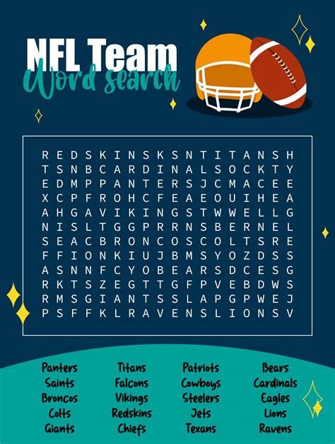 Nfl Football Team Word Search 14 Free Pdf Printables Printablee