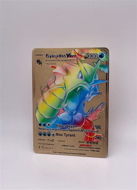 Gold Metal Pokemon Card Gyarados Vmax Rainbow Rare Etsy Australia