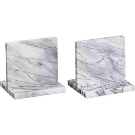 White Carrara Marble Bookends Contemporary Sculpture Modern Elegant Art ...