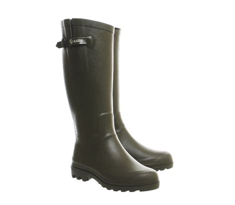 Aigle Aiglentine Wellies Khaki Knee High Boots