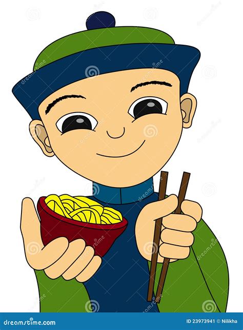 Chinese Boy And Noodles Stock Illustration Illustration Of Pasta