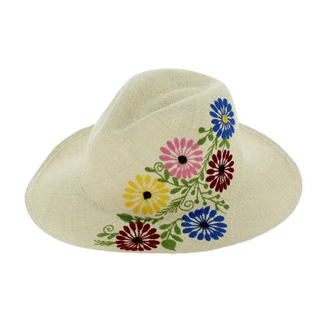 Cappello Panama Ricamato A Fiori Multicolore Traclet Riferimento