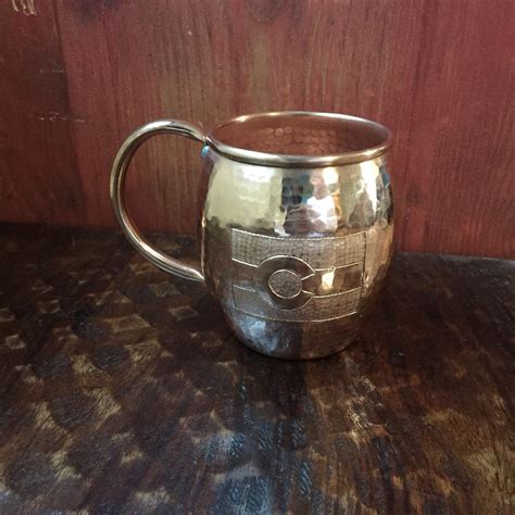 Oz Moscow Mule Hammered Copper Barrel Mug With Colorado Flag Logo