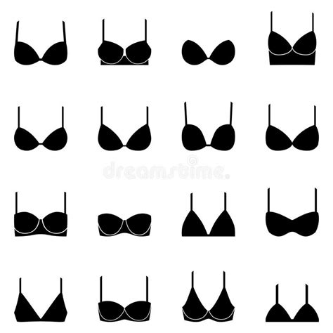 Set Of Black Bra Icons Illustration Stock Vector Illustration Of