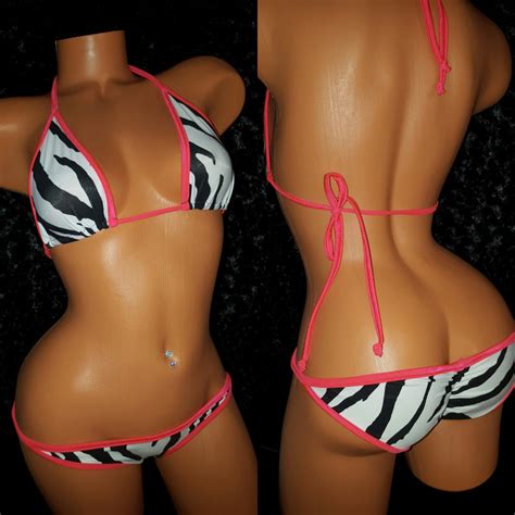 Two Piece Full Bottom Scrunch Butt String Bikini Swimwear Exotic