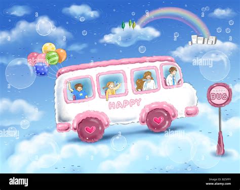 Bus In The Sky Stock Photo Alamy