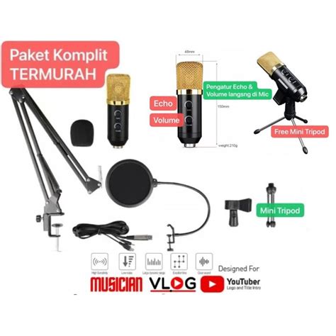 Jual Paket Live Streaming Microphone Mic Condenser Stand Original