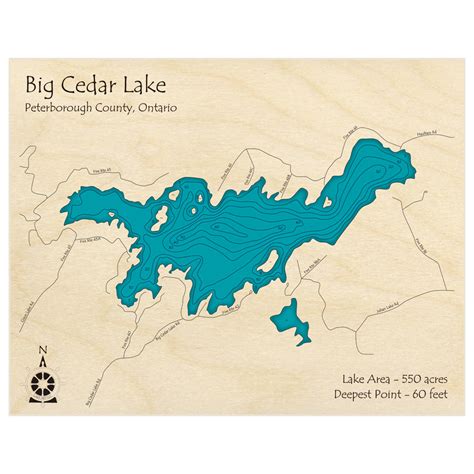 Big Cedar Lake Custom Laser Cut Art Lake Art Llc