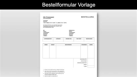 Kostenlose Bestellformular Vorlage für Word