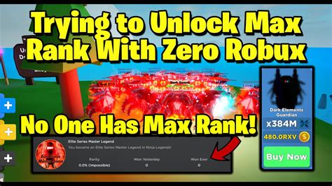 Trying To Unlock Max Rank With Zero Robux Robux Ninja Legends YouTube