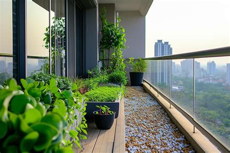 Premium Photo | Little garden in the balcony window of the condominium