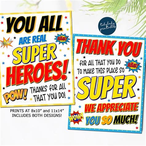 Superhero Theme Teacher Appreciation Week Printable Party Set — Tidylady Printables