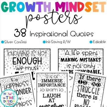 Growth Mindset Posters Silver Confetti Design Tpt