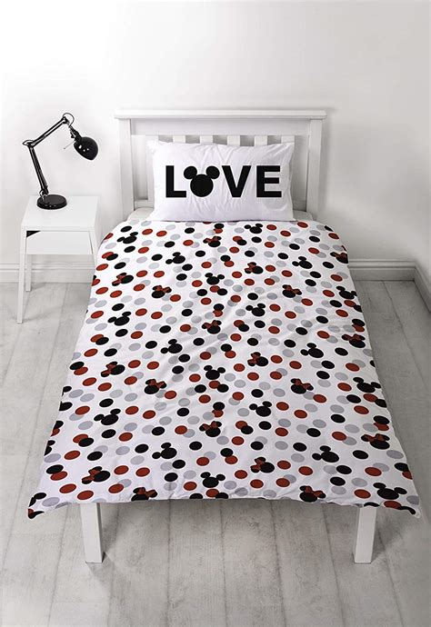 Disney Mickey And Minnie Mouse Polka Dot Reversible Two Sided Grey White