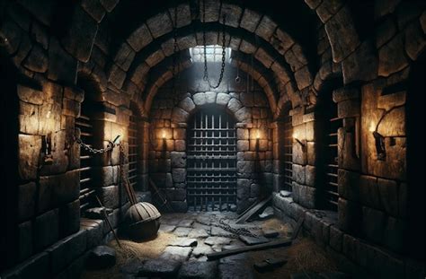 Premium Photo | Underground old medieval dungeon jail cells perfect for ...