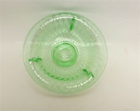 Antique Fenton Dolphin Bowl Green Glass Console Bowl Diamond Optic Ebay