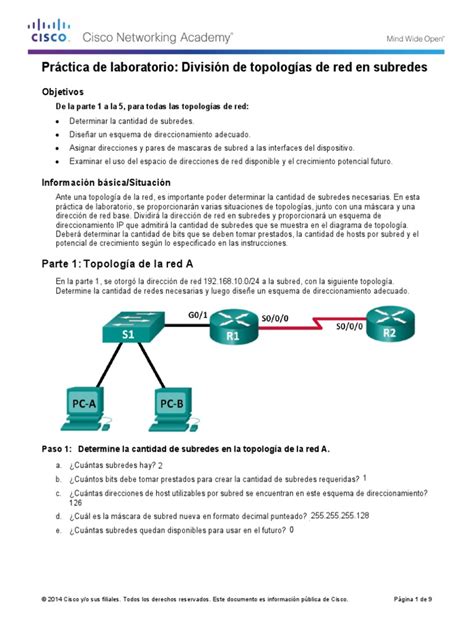 PDF Practica 9 1 4 9 Subredes De Topologias DOKUMEN TIPS