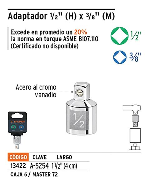 Adaptador Reduccion Matraca H Dado M Truper Rexvare