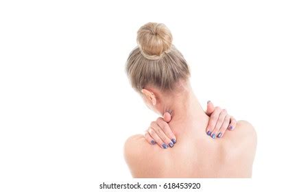 Naked Woman Neck Pain Back View Stock Photo Edit Now