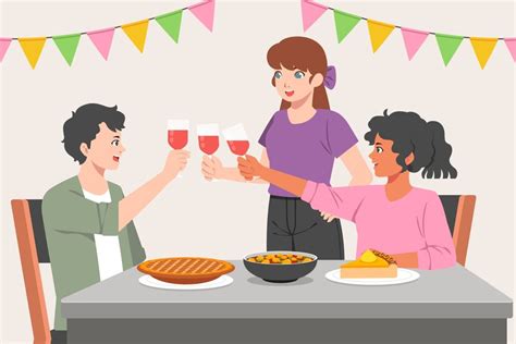 Free Vector | Hand drawn dinner party illustration