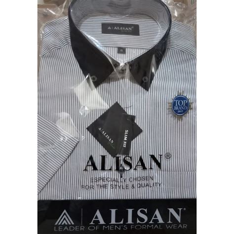 Jual ALISAN Original Kemeja Salur Lengan Pendek Kombinasi SLIM FIT