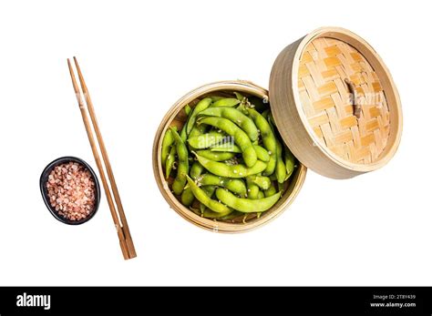 Steamed Edamame Beans With Sea Salt Soy Beans Isolated White