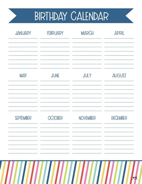 Birthday Calendars And Trackers 20 Free Printables Printabulls