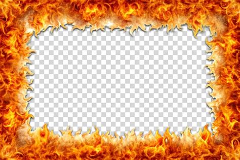 Burning Fire Flames Frame Border Png Premium AI Generated PSD