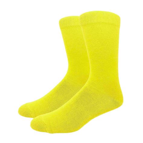 Solid Color Crew Cotton Dress Socks Yellow